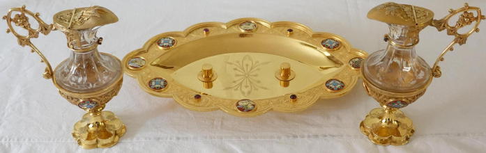 French antique solid silver gilt Gothic Chapel Set